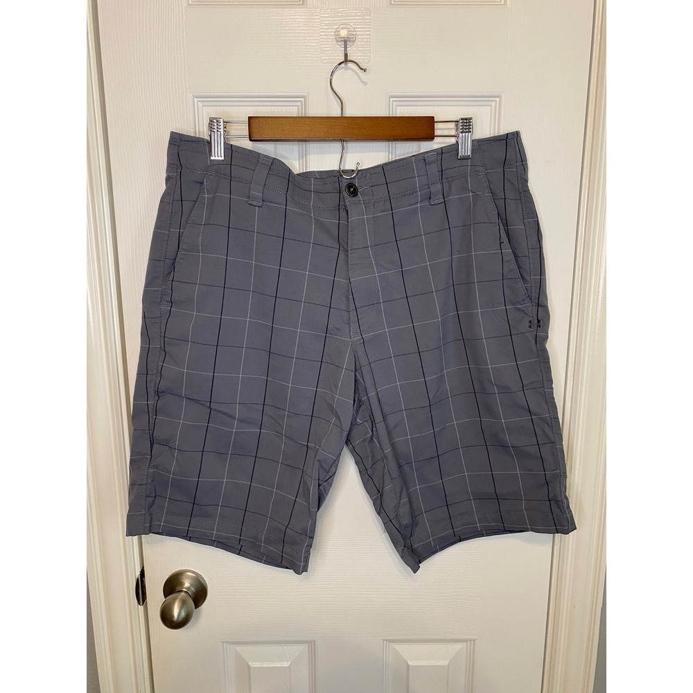 Under Armour Mens‎ HeatGear Golf Shorts Gray Windowpane Plaid Loose Fit Size 38